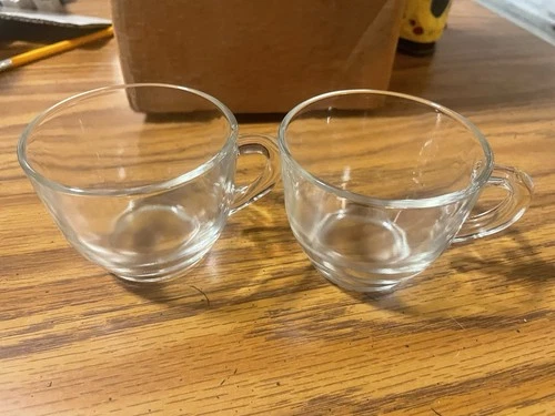 Set Of 10 Federal Glass Plain Clear Small Punch Cups w| Handle VINTAGE OG BOX