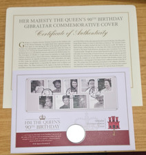 2016 Gibraltar Silver-Plated Medallic Stamp Cover Elizabeth II 90th Birthday COA