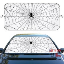 Car Windshield Sunshades Black White Spider Halloween 59"L x 31.5"W Spider Web