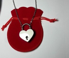 Heart Padlock necklace and key. Stainless steel chain. Working padlock.