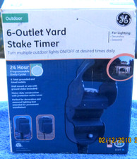 GE 6 Outlet 15 Amp Yard Stake 24 Hour Mechanical Timer Model 15107 NEW