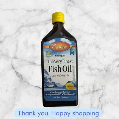 Carlson The Very Finest Fish Oil Lemon Norwegian 1600mg Omega-3 16.9 oz (500 mL)