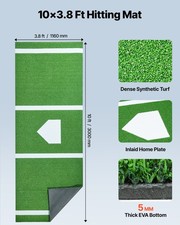 New 10x3.8 ft Baseball Softball Hitting Batting Mat, Indoor/Outdoor Anti-Slip A