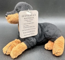 W/ Tag Stuffins Rottweiler Mini Plush Puppy Stuffed Animal 1997 Bean Bag Toy Dog
