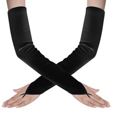 Long Opera Party Fingerless 1920s 20s Satin Tea Party Gloves Costumes Elbow L...