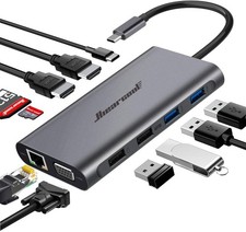 11-in-1 Hiearcool USB-C Docking Station 4K HDMI VGA 100W Charging with Ethernet