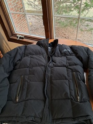Stussy Gear Black Puffer Jacket Mens Sz Medium Down Feather Nylon Cotton Blend 