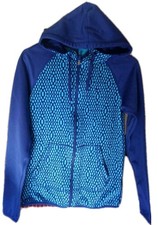 Nike Therma Fit Womens Sz XS Hooded Full Zip Jacket Thumb Holes Blues
