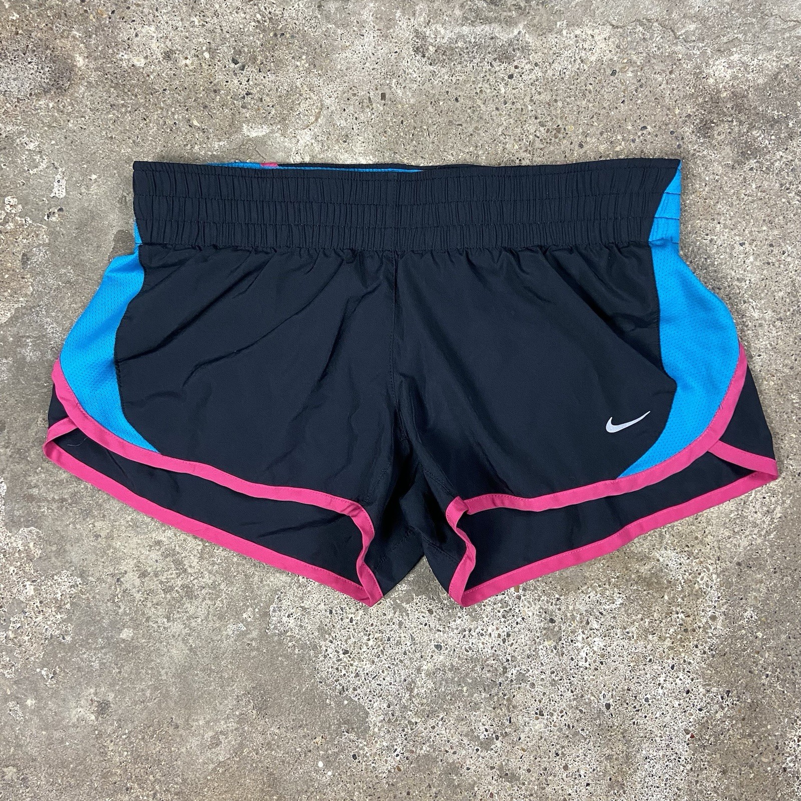 Nike DRI-Fit Running Shorts Women’s Size Small Blue Pink Athletic Swoosh Logo