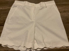 TALBOTS SCALLOPED HEM CHINO WALKING SHORTS SIZE 6 WHITE PREOWNED