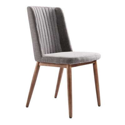 Armen Living Wade Modern Fabric Dining Chair in Gray & Walnut