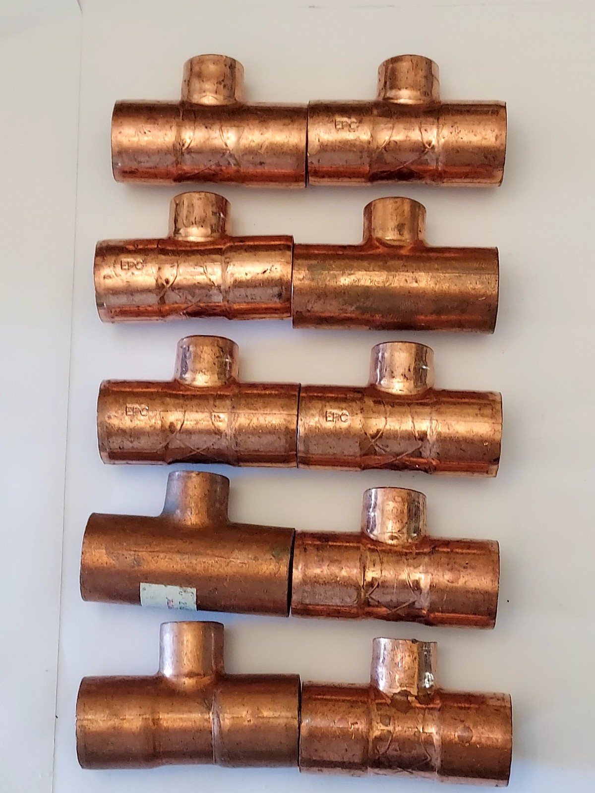 **Set of 10** 3/4" X 3/4" X1/2" C X C X C Reducing Tee Copper Solder Fittings