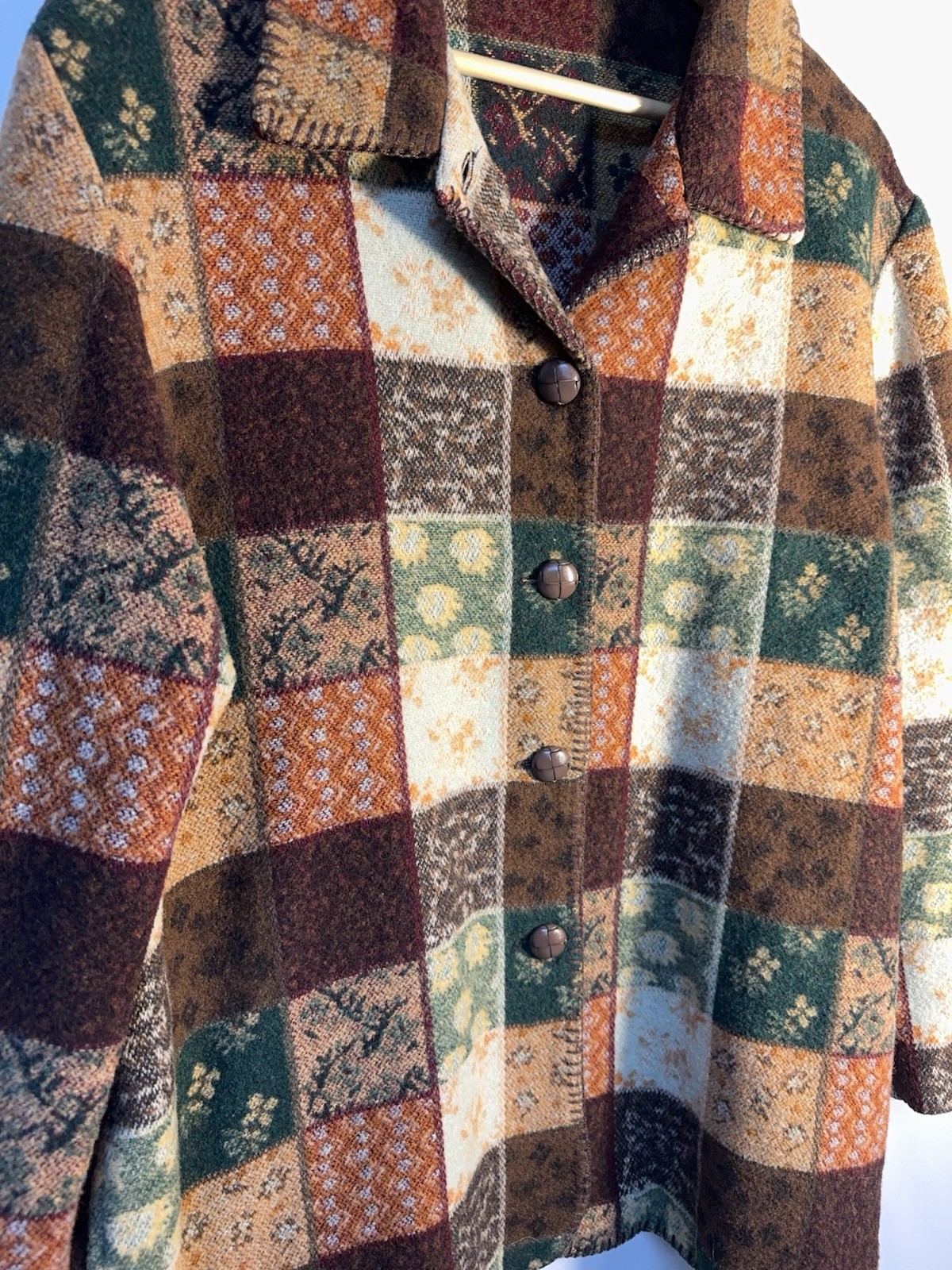 Bedford Fair Patchwork Wool Blend Jacket L Cottag… - image 2