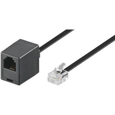 Wentronic TEL 6P4C/RJ11 1000V BLACK VERL. 10m Modularve # 68257