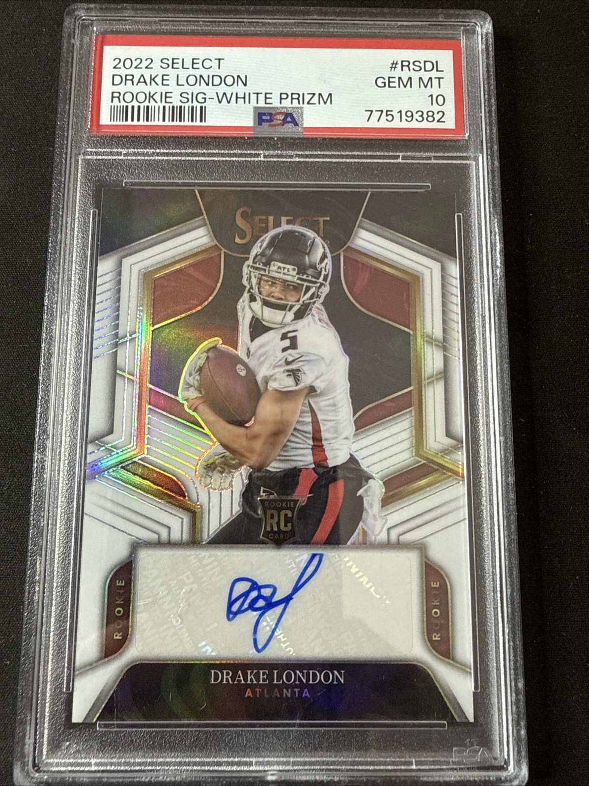 Drake London Panini Select Rookie Signatures #RSDL White Prizm