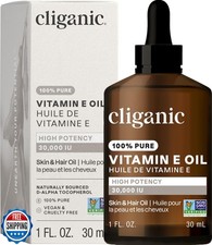 Cliganic Pure Vitamin E Oil for Skin, Scars, Hair and Face - 30,000 IU, Non-G