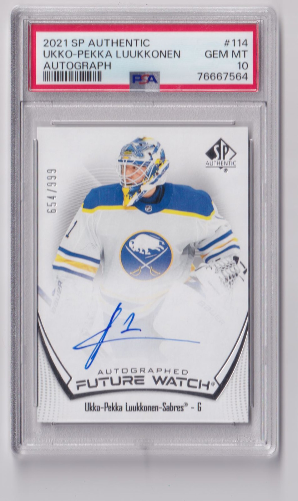 2021-22 Future Watch Auto Ukko-Pekka Luukkonen Rookie Auto 654/999 PSA 10