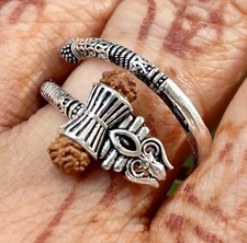 925 Silver  5 Mukhi 5 face RUDRAKSHA Panchmukhi Lord Shivas Adjustable Ring
