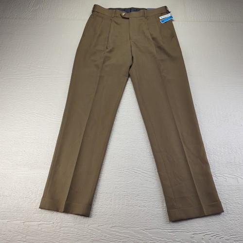 Pantaloni eleganti Croft & Barrow 32x32 marroni pieghettati polsini Opticool vestibilità classica nuovi - Foto 5 di 15