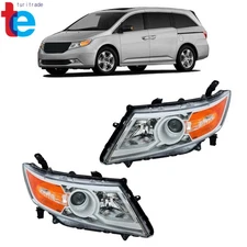 For Honda Odyssey 2011-2017 2PCS Halogen Front Headlights Amber Chrome Headlamp