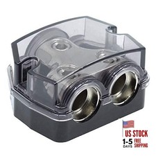 2 Way Power Distribution Block, 0/2/4 AWG Gauge in, 0/4/8/10 Gauge 1x0GA 2x0GA