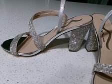 NINA Silver Studded Strappy Heels Size 8 worn once 
