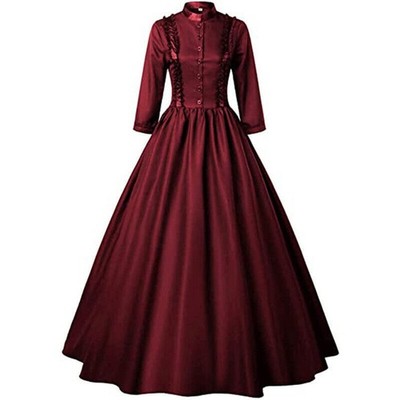 2025 Viktorianisches Vintage Gothic Spitzen Maxikleid Karneval Damen Ballkleid