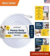 Clear 7ft Pet Safe Cord Cover - Heavy Duty Cable Protection for Dogs Cats
