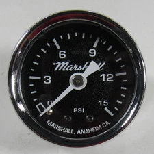 Marshall Fuel Pressure Gauge MC00015; 0-15 psi, Black/Chrome, Non-Liquid Filled