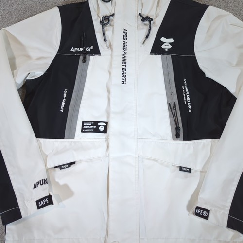 A Bathing Ape Jacket Mens Small White AAPE Outdoor Hooded Ski Coat Windbreaker - Picture 8 of 15