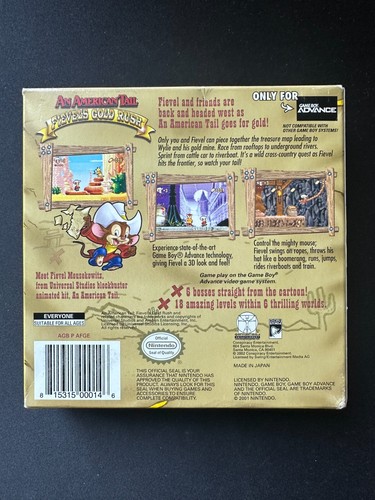An American Tail Fievel's Gold Rush - Nintendo GBA Game Boy USA Box & Manual CIB - Picture 16 of 19