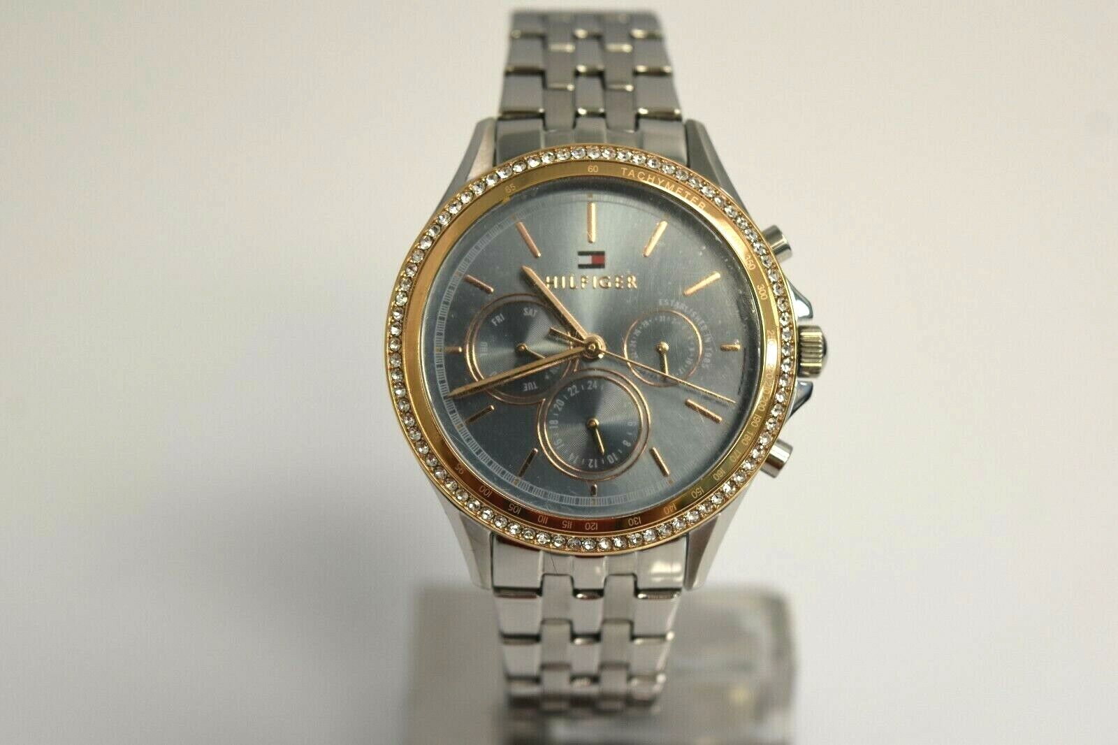 New Tommy Hilfiger Two Tone RG SS Blue Dial Crystals 1781976 $155 Watch |  eBay