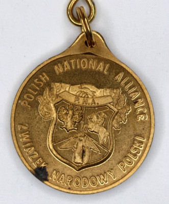 Polish National Alliance Chicago IL June 1977 Dedication Keychain Gold Metal