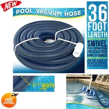 1-1/2" 36Ft Swimming Pool Vacuum Hose W/ Swivel Cuff for Filter Pumps Heavy Duty