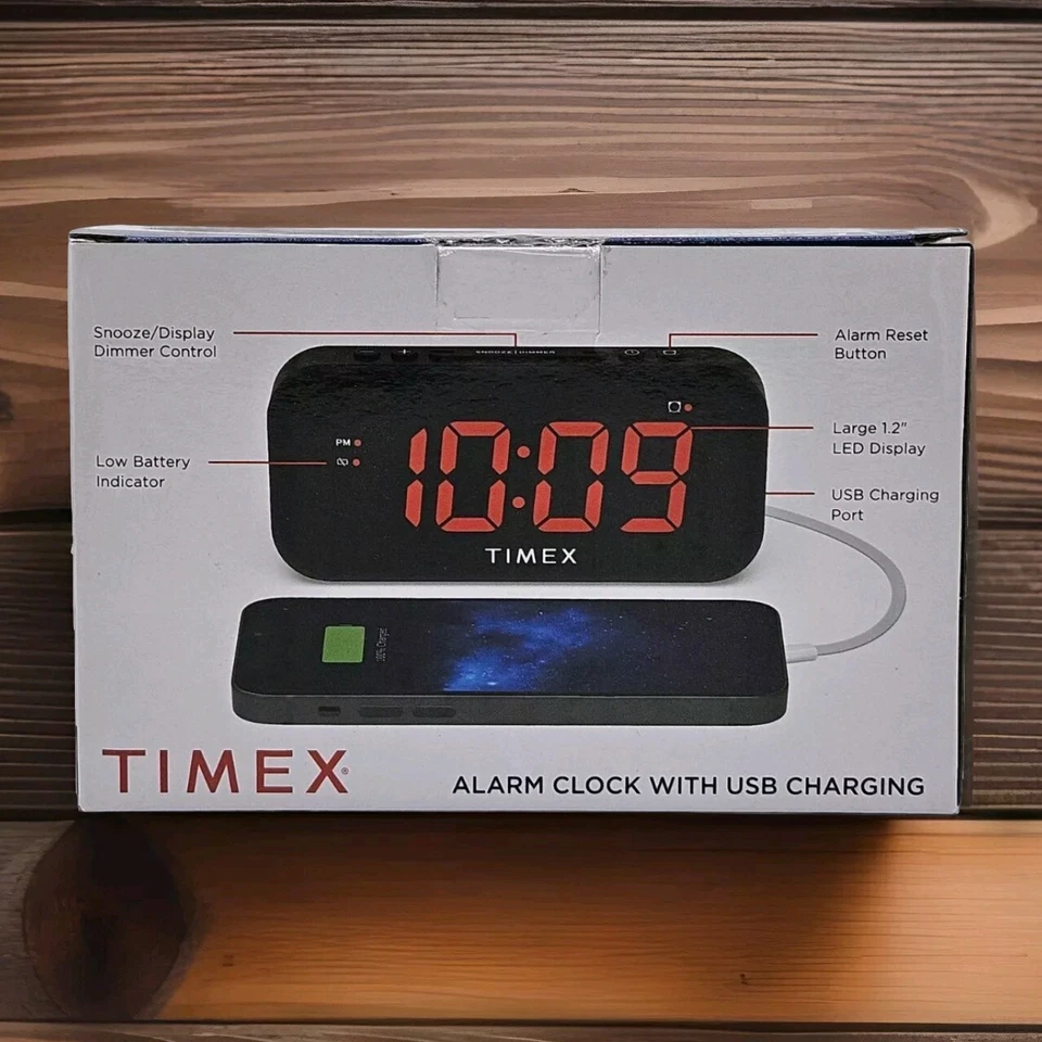 Timex® Alarm Clock with USB Charging Charge Your Devices - Image 4 of 4