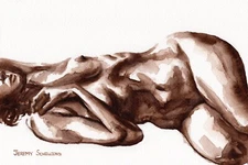 Female Figure ORIGINAL PAINTING Watercolor Monochromatic Figurative Art BIN