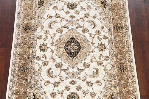 New Floral Oriental Medallion Turkish Traditional Area Rugs Ivory/ Brown Carpets - Picture 3 of 20