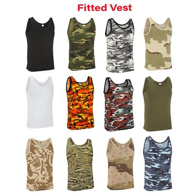b>100%</b> <b>Cotton</b> <b>Desert</b> <b>Camo</b> <b>Sleeveless</b> <b>Vest</b> <b>Singlet</b> <b>Tank</b> <b>Top</b