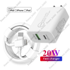 Dual USB Type C Power Adapter For iPhone 14 13 12 11 XR 20W PD Fast Wall Charger