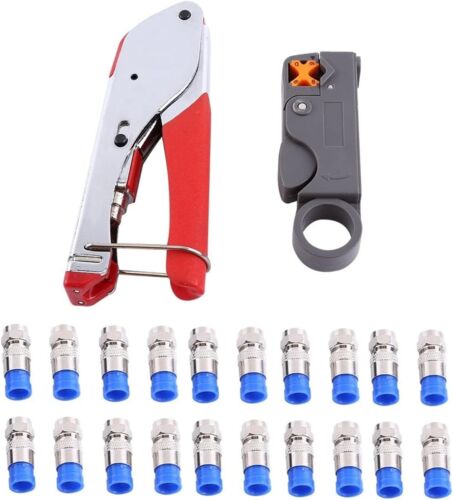 20PC RG6 F-Type Compression Crimping Tool Rotary Coaxial Cable Connector Crimper - Picture 5 of 14