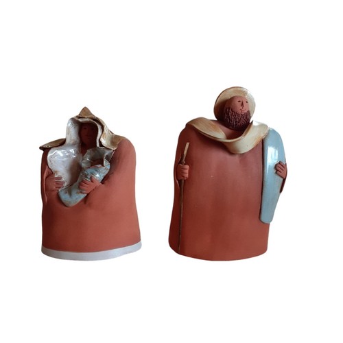 Mary Joseph and Baby Jesus Art Pottery signed Silvia Rivera 1985 (Broken Halo) - Imagen 15 de 16