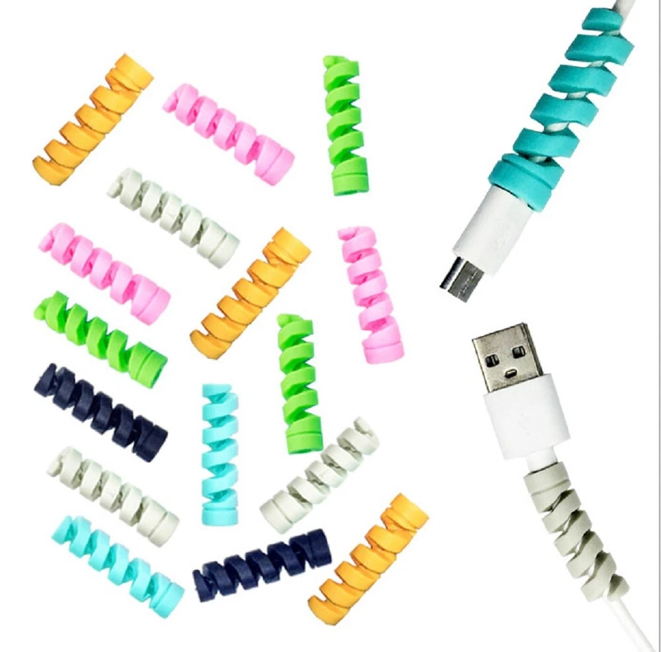 Paquete de 24 protectores de cable de carga de silicona - Ahorrador de cable espiral para teléfonos USB Foto 4 de 4