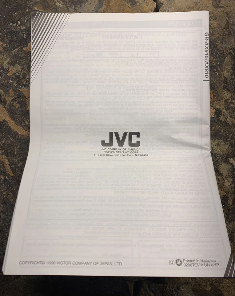 JVC Compact VHS Camcorder Manual. Vintage - Image 2 of 2