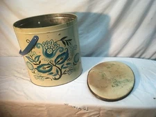 Vintage Tri Chem Metal Paint Craft Can Trash Sewing Hobby Container