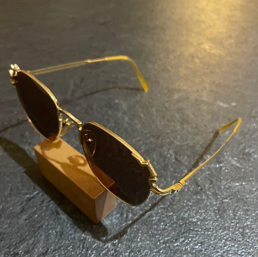 Gafas de sol Jean Paul GAULTIER Archive vintage marco dorado lentes marrones usadas Japón Foto 2 de 4