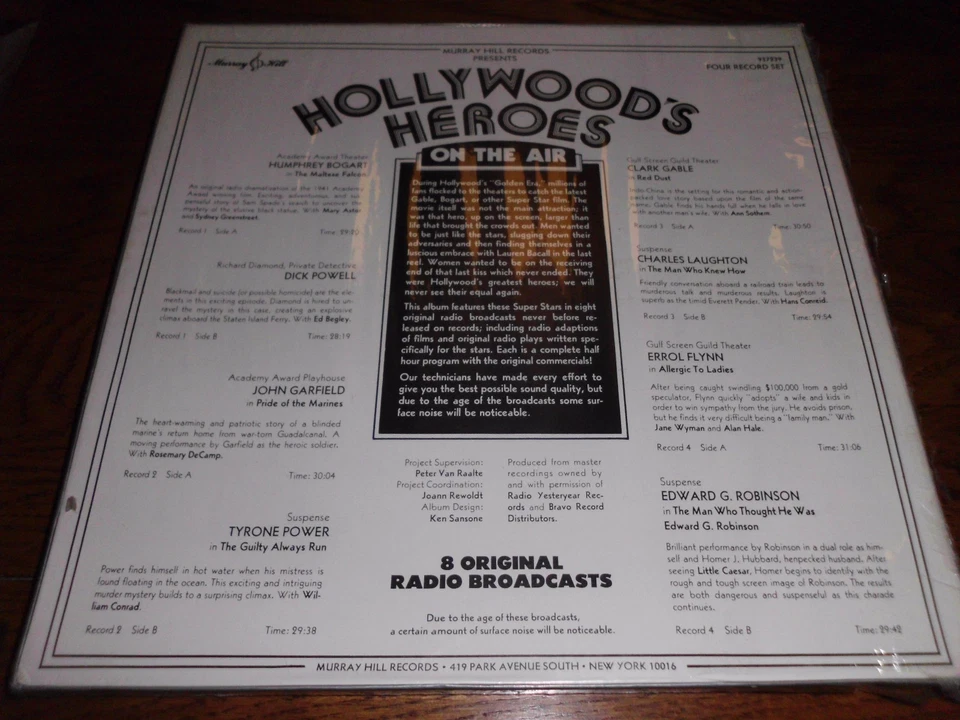 Hollywood's Heroes on the Air 4-LP Set (937239) 8 Original Radio Broadcasts, NEW - Image 2 of 2