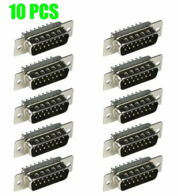 10 Pcs Pack DB15 15 Pin Male D-SUB Solder Cup Connector Adapter Plug Assembly