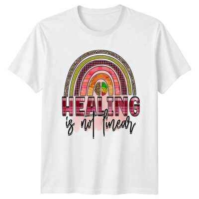 Healing Is Not Linear Rainbow Brain Mental Health T-Shirt