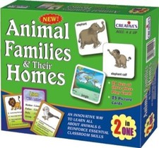 2 In 1 Jigsaw Game Puzzle Gift For Kids Animal Family And Their Home Card