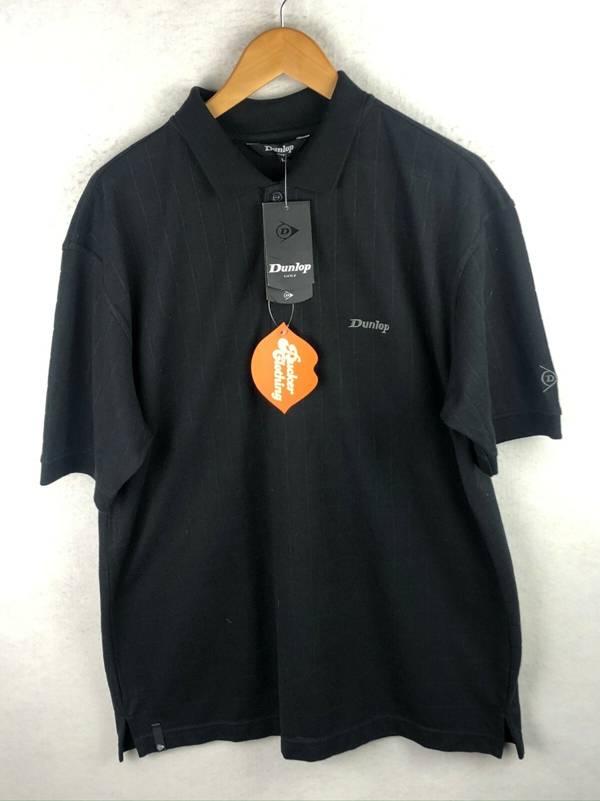 DUNLOP Mens Black Cotton Short Sleeve Polo Shirt Golf Vintage 90s Regular Fit Large-image